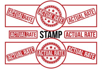 Actual Rate set Red Rubber Stamp vector design.