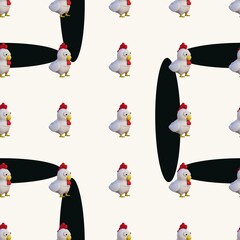 cute 3d chicken.seamless pattern. kid, background,wallpaper. Designing clothes, shirts, hats, etc.
