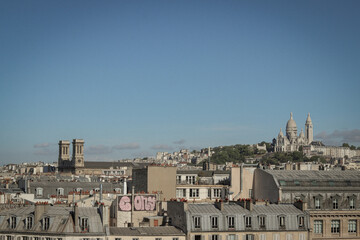 Paris skyline seen from a rooftop