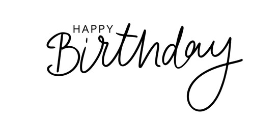 Happy birthday handwritten text lettering on white background. Vector illustration