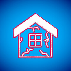 White House icon isolated on blue background. Insurance concept. Security, safety, protection, protect concept. Vector