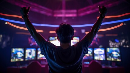 eSports Gamer Celebrating Victory, Generative AI
