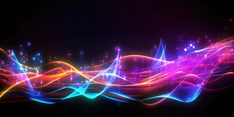 Abstract background with wavy colorful lights, Generative AI