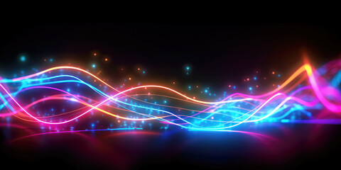 Fototapeta na wymiar Abstract background with wavy colorful lights, Generative AI