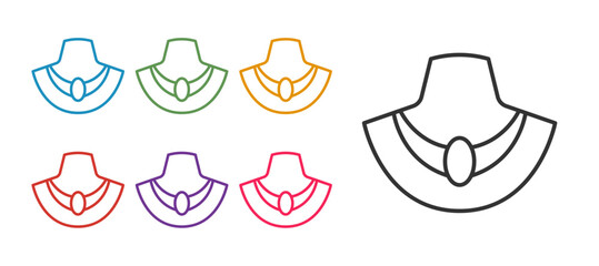 Set line Necklace on mannequin icon isolated on white background. Set icons colorful. Vector