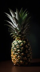 illustration with pineapple on dark background
