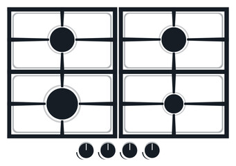 cooking surface of gas stove for kitchen vector illustration