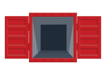 red large metal cargo container for transportation on a white background