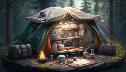 Camping 3D - Unwind and enjoy the freedom of the great outdoors with this camping - ai generated