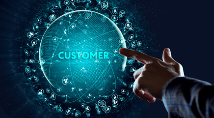 Customer service and care, patron protection, customer personalization. 3d illustration
