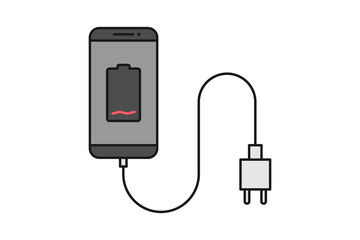 Smartphone charger adapter line icon sign symbol vector, smartphone, electric socket, adapter, low battery notification