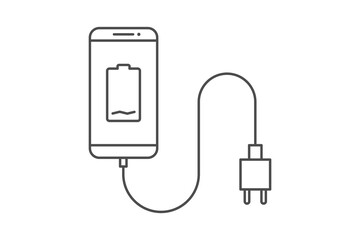 Smartphone charger adapter line icon sign symbol vector, smartphone, electric socket, adapter, low battery notification