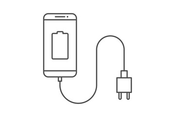 Smartphone charger adapter line icon sign symbol vector, smartphone, electric socket, adapter, low battery notification