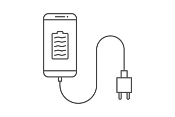 Obraz premium Smartphone charger adapter line icon sign symbol vector, smartphone, electric socket, adapter, full battery notification