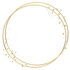 Gold Round Circle Frame. luxury sparkling, gold confetti,Gold sparkle ,splatter border,Gold Foil Frame Gold brush stroke on transparent background