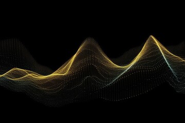 Dynamic Wave Elements Of Yellow Dots On A Black Background. Generative AI