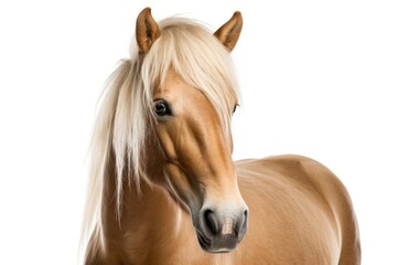 Haflinger Horse On White Background. Generative AI