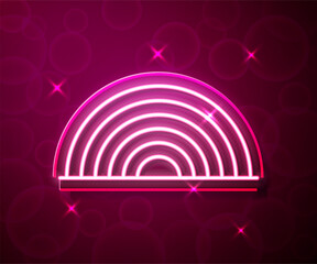 Obraz premium Glowing neon line Rainbow icon isolated on red background. Happy Saint Patricks day. National Irish holiday. Vector