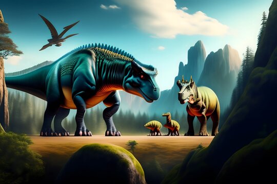 Graphic representation of Cool Dinosaur Businessmen. Generative AI. 