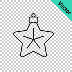 Black line Christmas star icon isolated on transparent background. Merry Christmas and Happy New Year. Vector