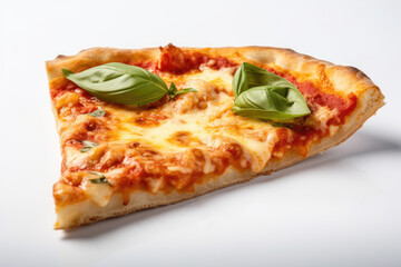 Margherita Pizza Slice On A White Background. Generative AI
