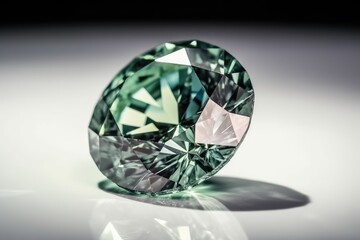 Stone Green Diamond On White Background. Generative AI