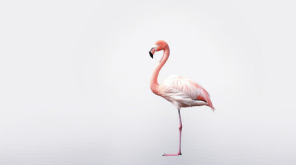 animal on the white Background a Flamingo generative ai