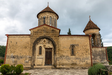 Motsameta monastery, XI century medieval stone orthodox church located on a cliff in Imereti Region in Georgia.