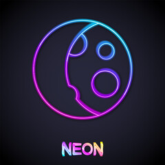 Glowing neon line Moon phases icon isolated on black background. Vector
