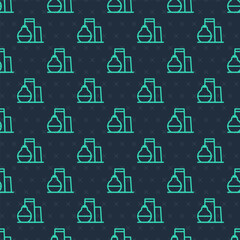 Green line Oil tank storage icon isolated seamless pattern on blue background. Vessel tank for oil and gas industrial. Oil tank technology station. Vector