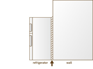 冷蔵庫と壁の間の隙間をイメージしたイラスト