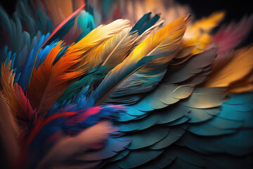 Obraz premium Bird feather close-up view. Generative AI