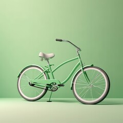 Fototapeta na wymiar World Bicycle Day with green bicycle, Generative ai