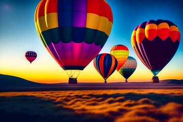 Obraz premium Graphic representation of Balloons on the Sky. Generative AI. 