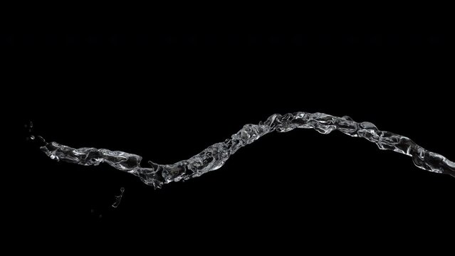 Water flow in zero gravity - droplets - isolated on black background - 4K Pro Res