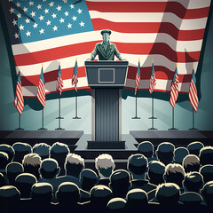 American flag. President's speech. Banner. Generative AI