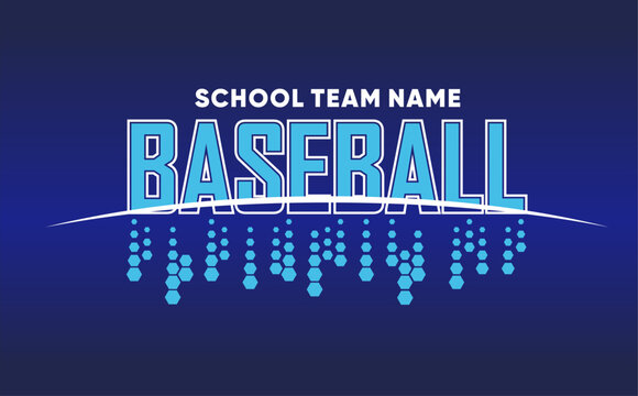 Baseball team design isolated on dark blue black background. School spirit shirts sport fan emblem. For print or cut (Cricut, Silhouette). 
 