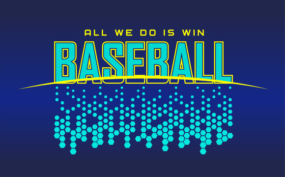 Baseball team design isolated on dark blue black background. School spirit shirts sport fan emblem. For print or cut (Cricut, Silhouette). 
 
