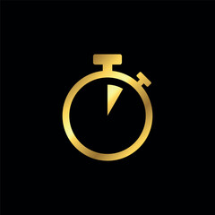 Gold Color Stopwatch Icon Vector Template	