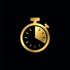Gold Color Stopwatch Icon Vector Template	
