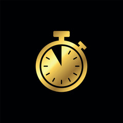 Gold Color Stopwatch Icon Vector Template	