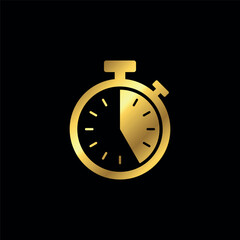 Gold Color Stopwatch Icon Vector Template	