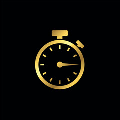 Gold Color Stopwatch Icon Vector Template	