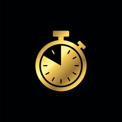 Gold Color Stopwatch Icon Vector Template	