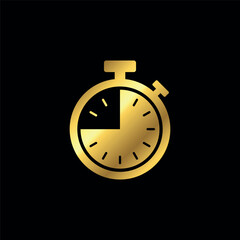 Gold Color Stopwatch Icon Vector Template	