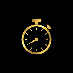 Gold Color Stopwatch Icon Vector Template	