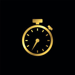 Gold Color Stopwatch Icon Vector Template	