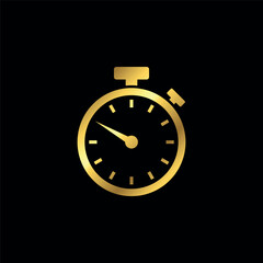 Gold Color Stopwatch Icon Vector Template	