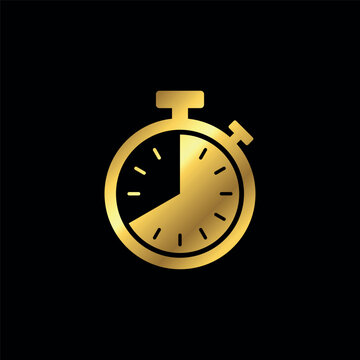 Gold Color Stopwatch Icon Vector Template	