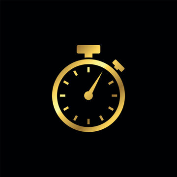 Gold Color Stopwatch Icon Vector Template	